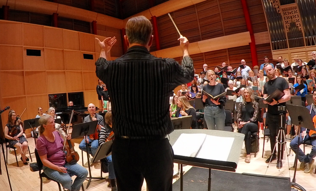 Rehearsal time with the Firebird Symphony and Chorus Calgary